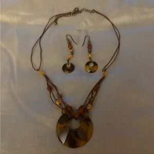 Charming Charlie Brown and Gold Necklace Set